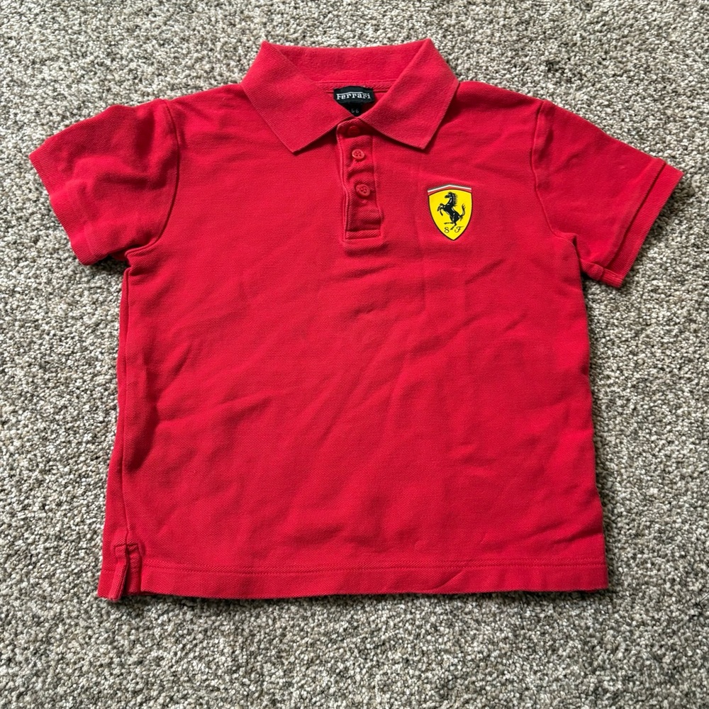 Official Ferrari Formula 1 Racing Kids Red Polo Short Sleeve‎ Size 5-6